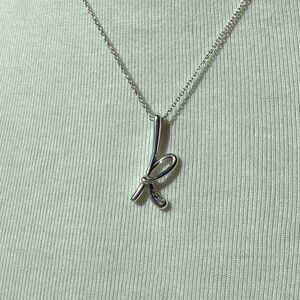 Authentic Tiffany & Co. Sterling Silver & Diamond Initial K Necklace, Box, NIB